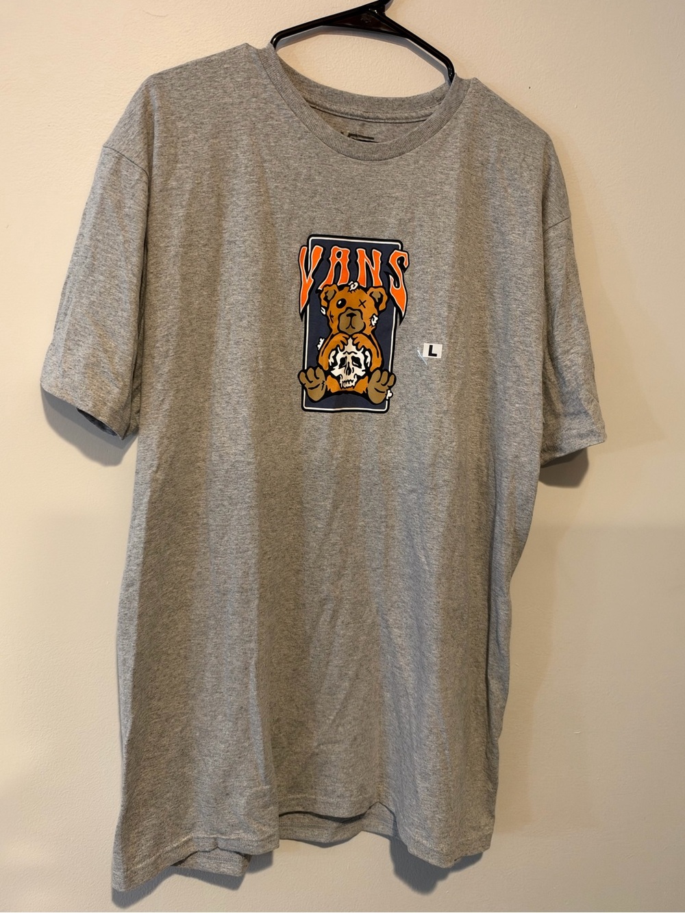 Vans Gray Short-Sleeve Tee with Orange Bear Graphic